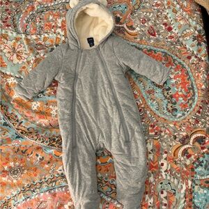 Gray Hooded Baby Onesie